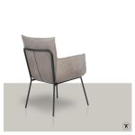 luxe comfortabele stoel Dora met armleuning en doorlopend frame achterkant