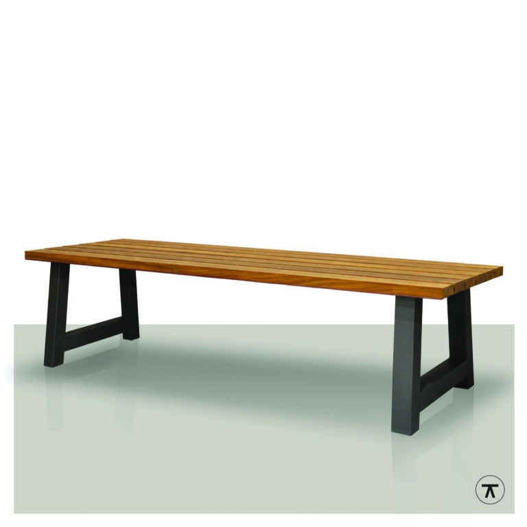 Rechthoekige tuintafel Pado van Iroko hout met metalen A onderstel