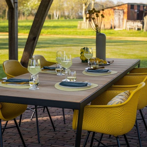Houten tuintafel iroko met zwarte rand