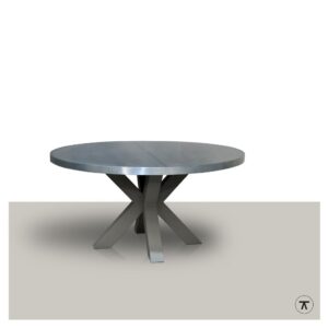ronde buitentafel zink met matrix onderstel