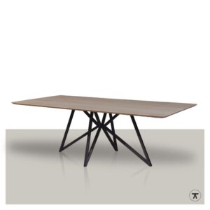Rechthoekige houten tafel Vleermuis met een metalen vlinder onderstel
