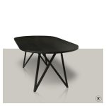 Hightech-plat-Ovale-eettafel-met-gekruisd-metalen-onderstel-zwart-vooraanzicht