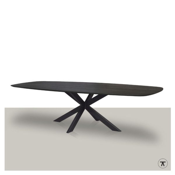zwarte Fins ovale tafel met matrix onderstel