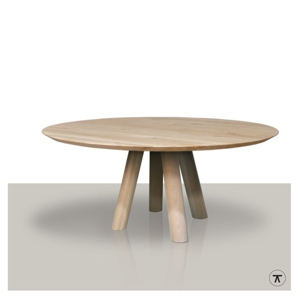 Ronde eettafel Colombo naturel eiken met 4 eiken poten