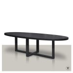 Zwarte ovale tafel Miami met metalen onderstel