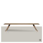 Zijaanzicht massief houten eetkamerbankje Ren