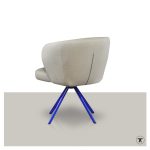 Achterkant stoel Yoel met kobaltblauw onderstel