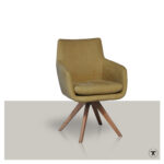 Eetkamerstoel Zit in gele kleur met houten kruispoot