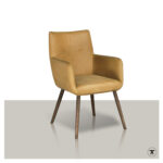 Eetkamerstoel Zit in gele kleur met houten poten