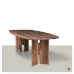 Vooraanzicht Fins ovale tafel Pasha in notenhout