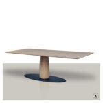 Rechthoekige tafel Treemo - houten tafel met kolom onderstel en metalen vloerplaat