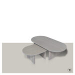 Grijze plat ovale salontafels Snow in 2 verschillende afmetingen
