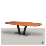 Fins ovale tuintafel Duka van Padoek hout met metalen V onderstel