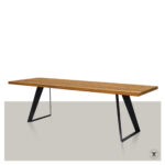 Tuintafel Padeo van Iroko hout met zwart metalen onderstel