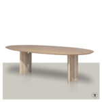 Ovale tafel Opach met houten wangonderstel