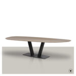 Organische tafel Herz met metalen V onderstel