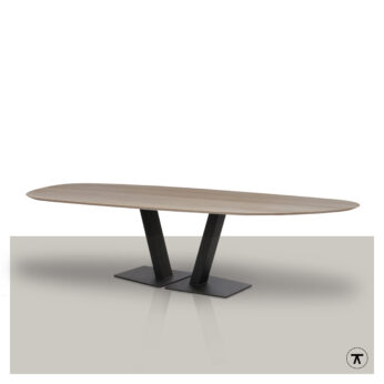 Organische tafel Herz met metalen V onderstel