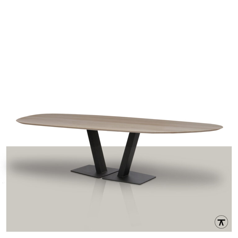 Organische tafel Herz met metalen V onderstel