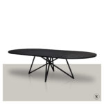 Plat ovale tafel Legno met metalen vlinder onderstel