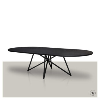 Plat ovale tafel Legno met metalen vlinder onderstel