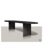 Plat ovale tafel Kentucky met houten onderstel