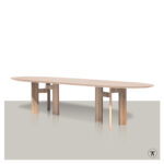 Plat ovale tafel Lift met houten onderstel