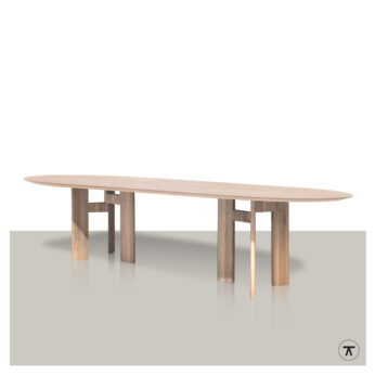 Plat ovale tafel Lift met houten onderstel