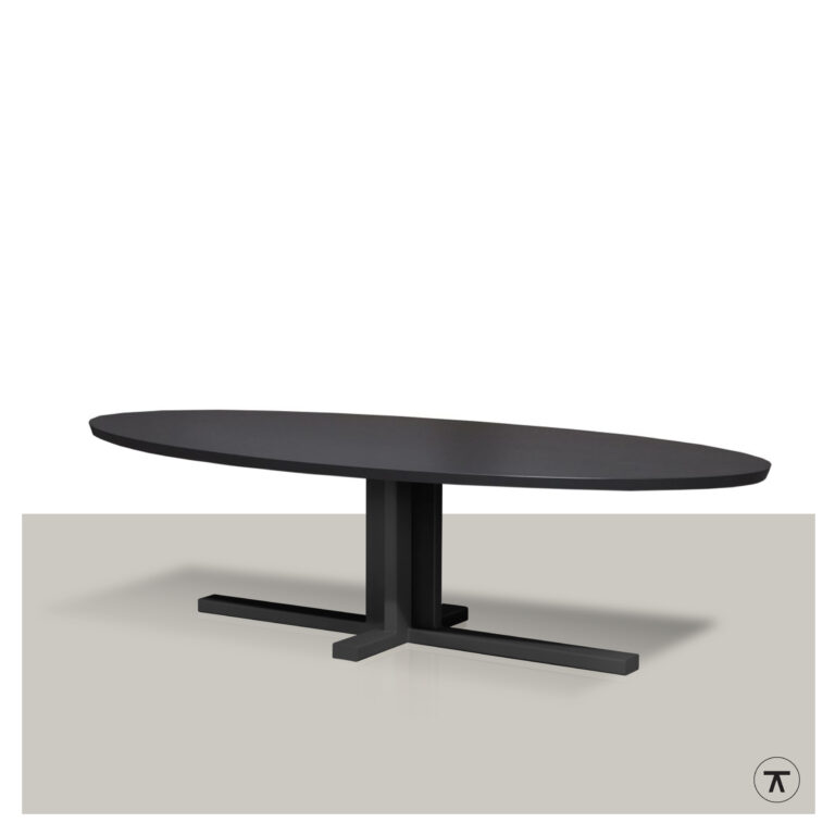 Ovale tafel Rootsy met metalen middenpoot