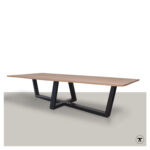 Rechthoekige tafel York met statig metalen onderstel