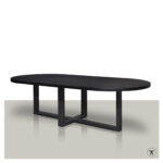 Moderne plat ovale tafel Beach met metalen plat kruis onderstel