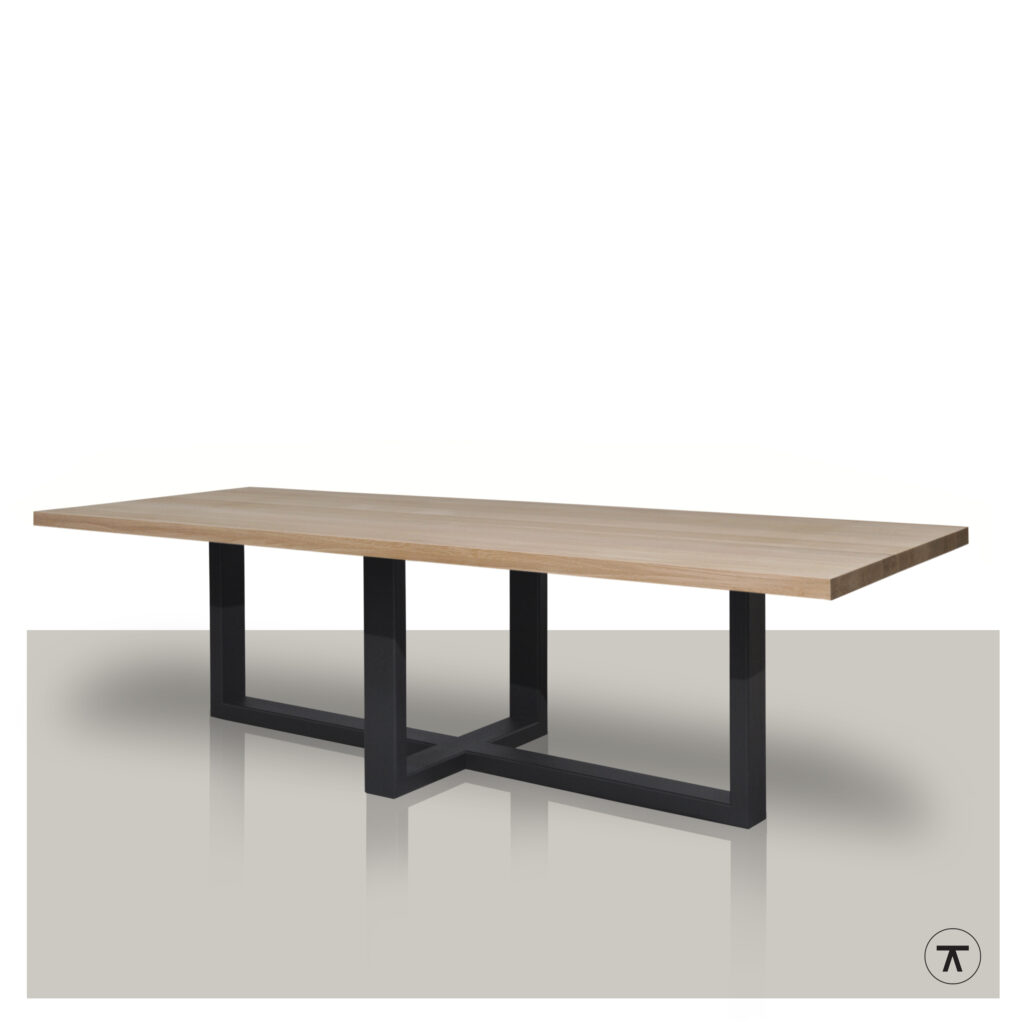 Rechthoekige tafel Everglade met metalen plat kruis onderstel