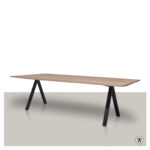 Rechthoekige tafel Jun met onderstel van metaal en hout