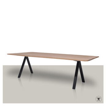 Rechthoekige tafel Jun met onderstel van metaal en hout