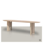 Plat ovale tafel Ibiza met houten wang onderstel