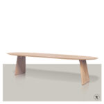 Plat ovale tafel Finta met houten onderstel