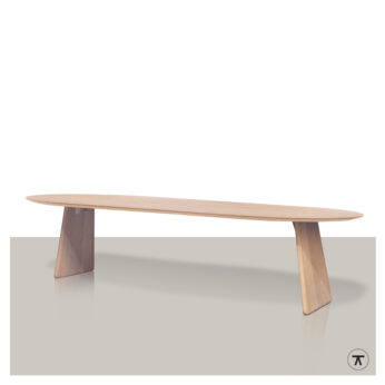 Plat ovale tafel Finta met houten onderstel