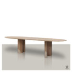 Plat ovale tafel Fern met massief eiken poten