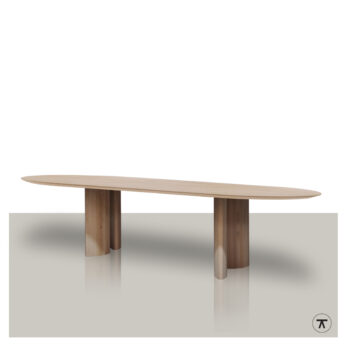 Plat ovale tafel Fern met massief eiken poten