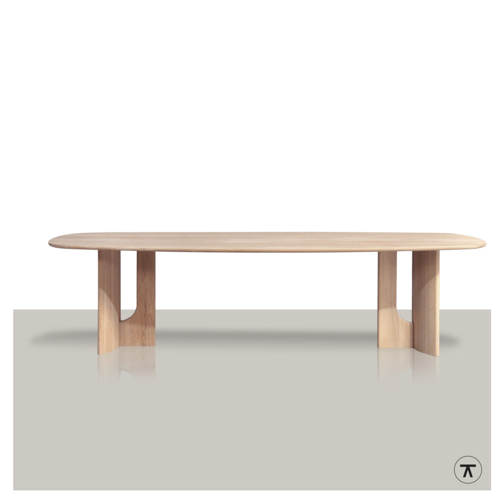Fins ovale tafel Hannah zijaanzicht