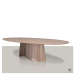 Houten ovale tafel Vorbane met sierlijk houten onderstel