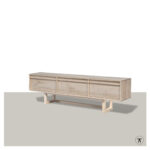 TV-kast Dudok met 3 kleppen en houten onderstel - in blank eiken