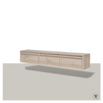 TV-kast Dudok met 3 kleppen zwevend - in blank eiken