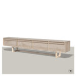 TV-kast Dudok met 4 kleppen en houten onderstel - in blank eiken