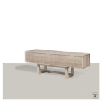 TV-kast Groove met 2 kleppen in blank eiken met houten onderstel