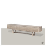 TV-kast Groove met 3 kleppen in blank eiken met houten onderstel