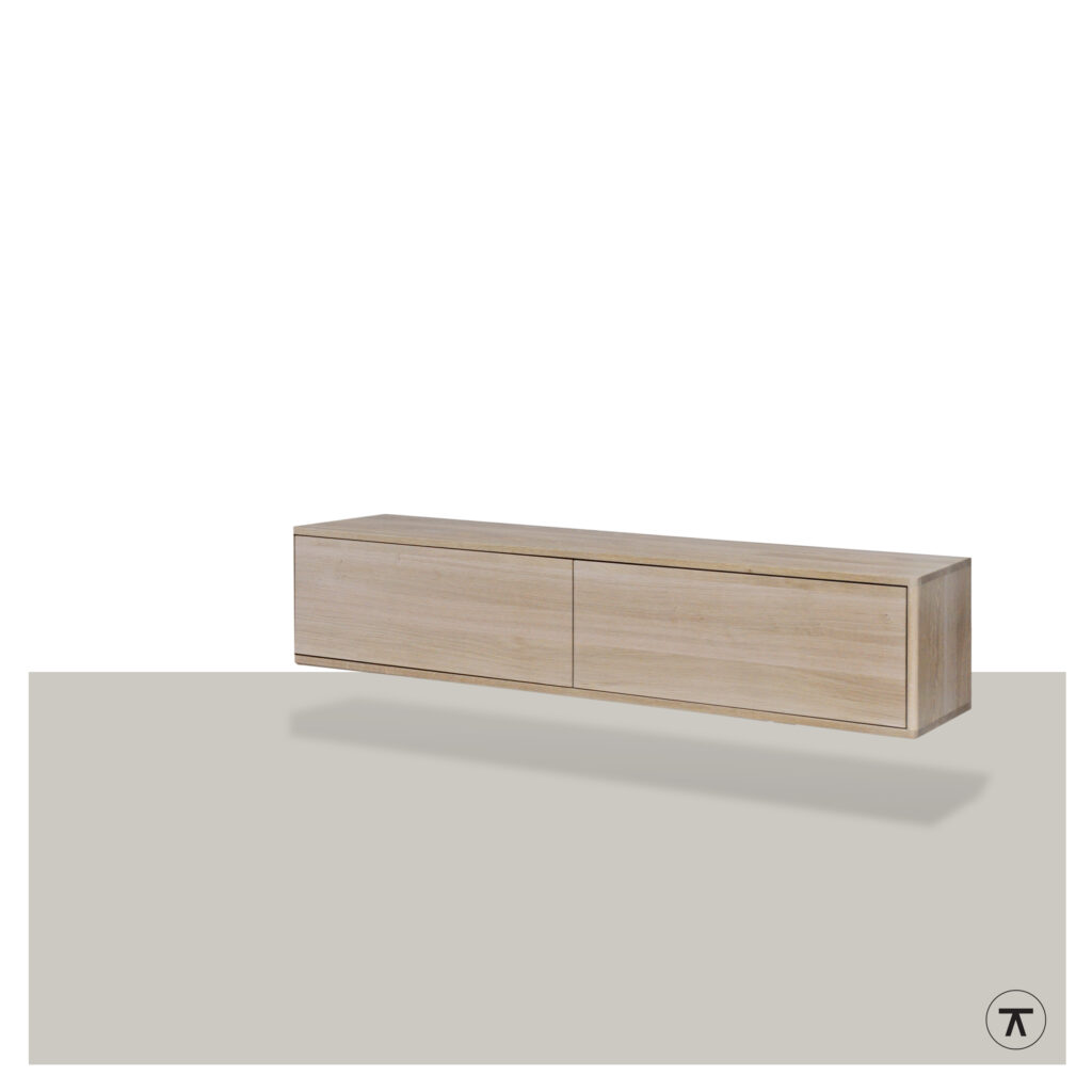 TV-kast Ronda met 2 kleppen in blank eiken zwevend