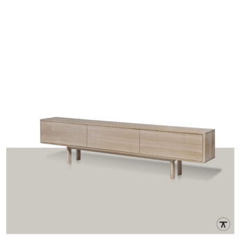 TV-kast Ronda met 4 kleppen in blank eiken met houten onderstel