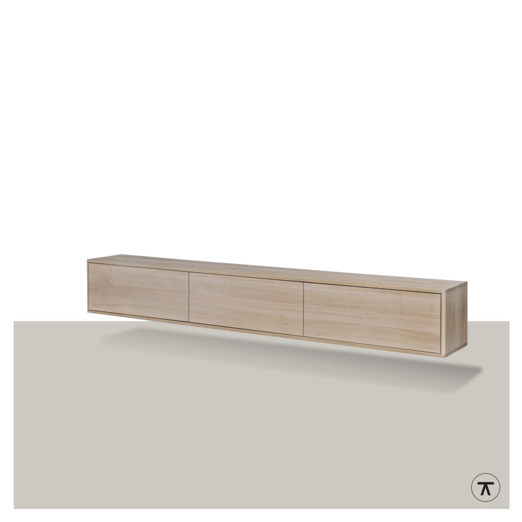 TV-kast Ronda met 3 kleppen in blank eiken zwevend