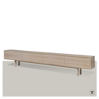 TV-kast Ronda met 4 kleppen in blank eiken met houten onderstel