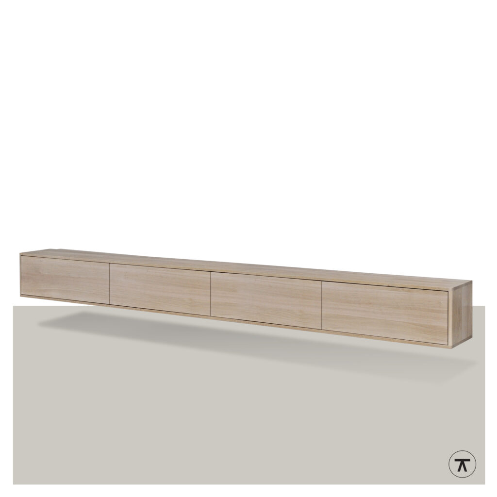 TV-kast Ronda met 4 kleppen in blank eiken zwevend